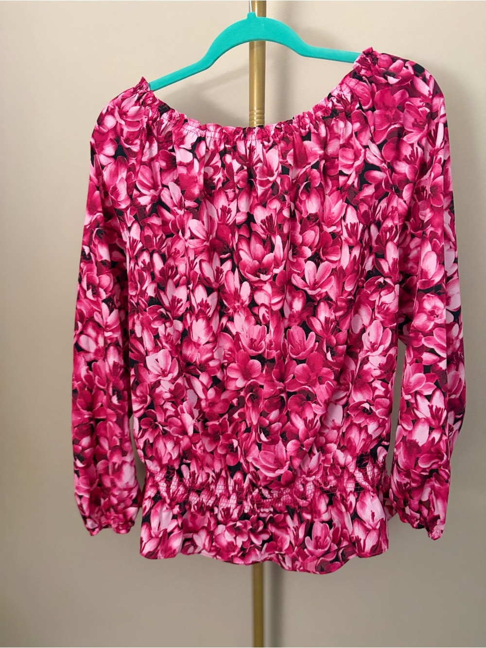 MICHAEL Michael Kors Women's Pink Floral Peasant Blouse - Picture 4 of 4